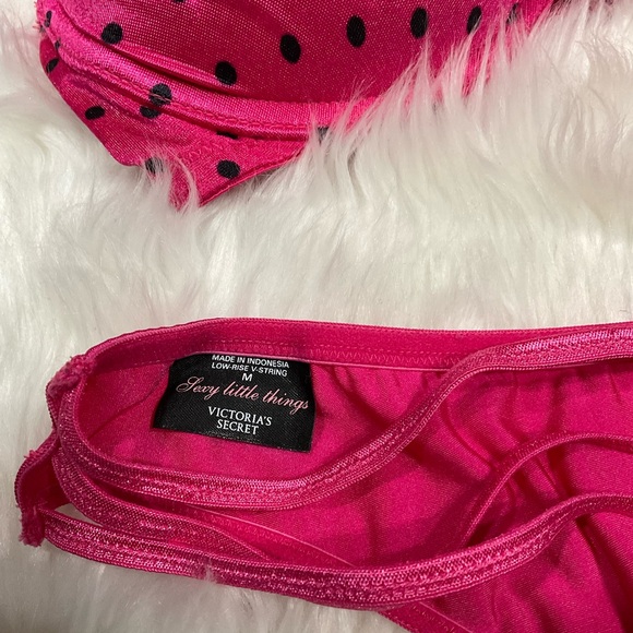 Rare Set Sexy Little Things Victoria's Secret Fuchsia and Black Polka Dot - Picture 8 of 14